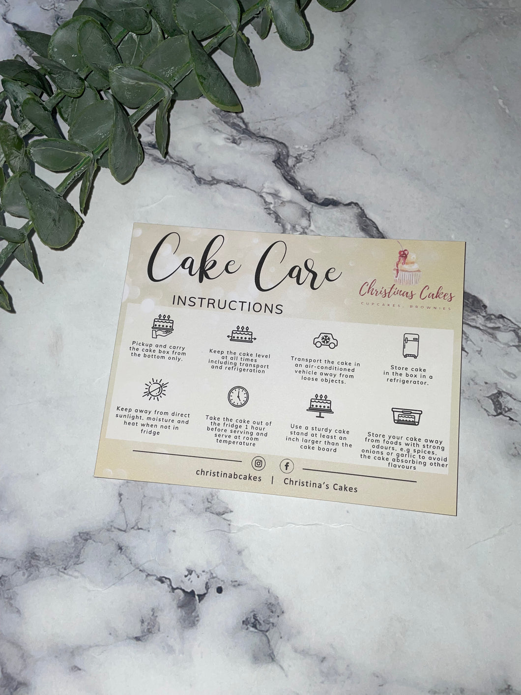 Cake Care Cards