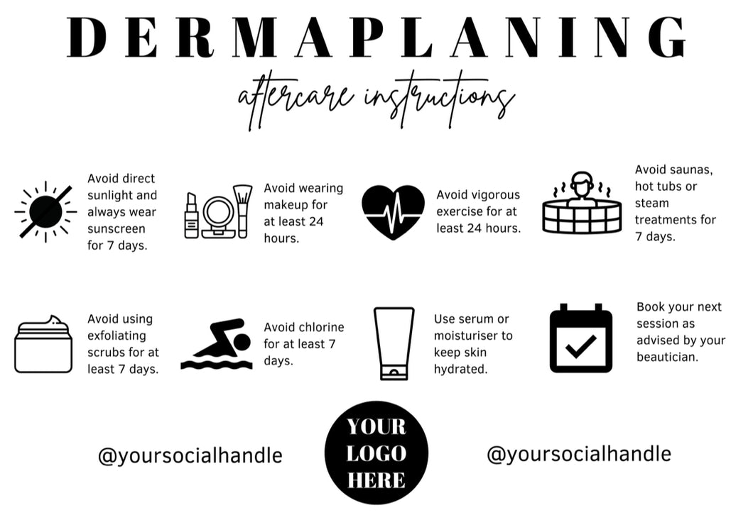 Dermaplaning Aftercare Cards